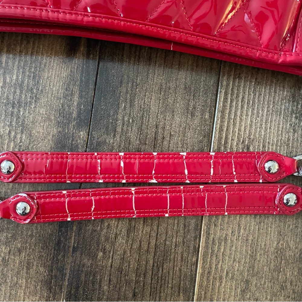 Coach Red Patent Quilted Shoulder Bag with Chain Straps - Picture 11 of 11